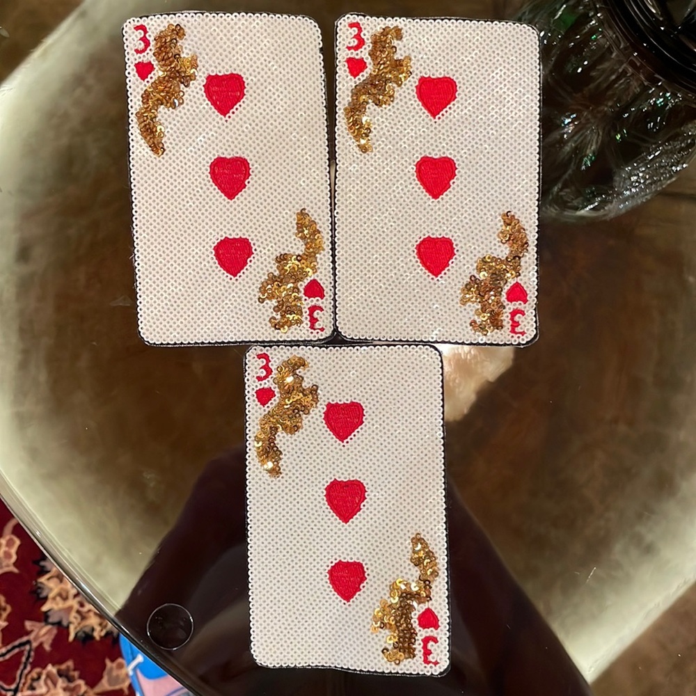 3 of hearts patch. Set of 3
